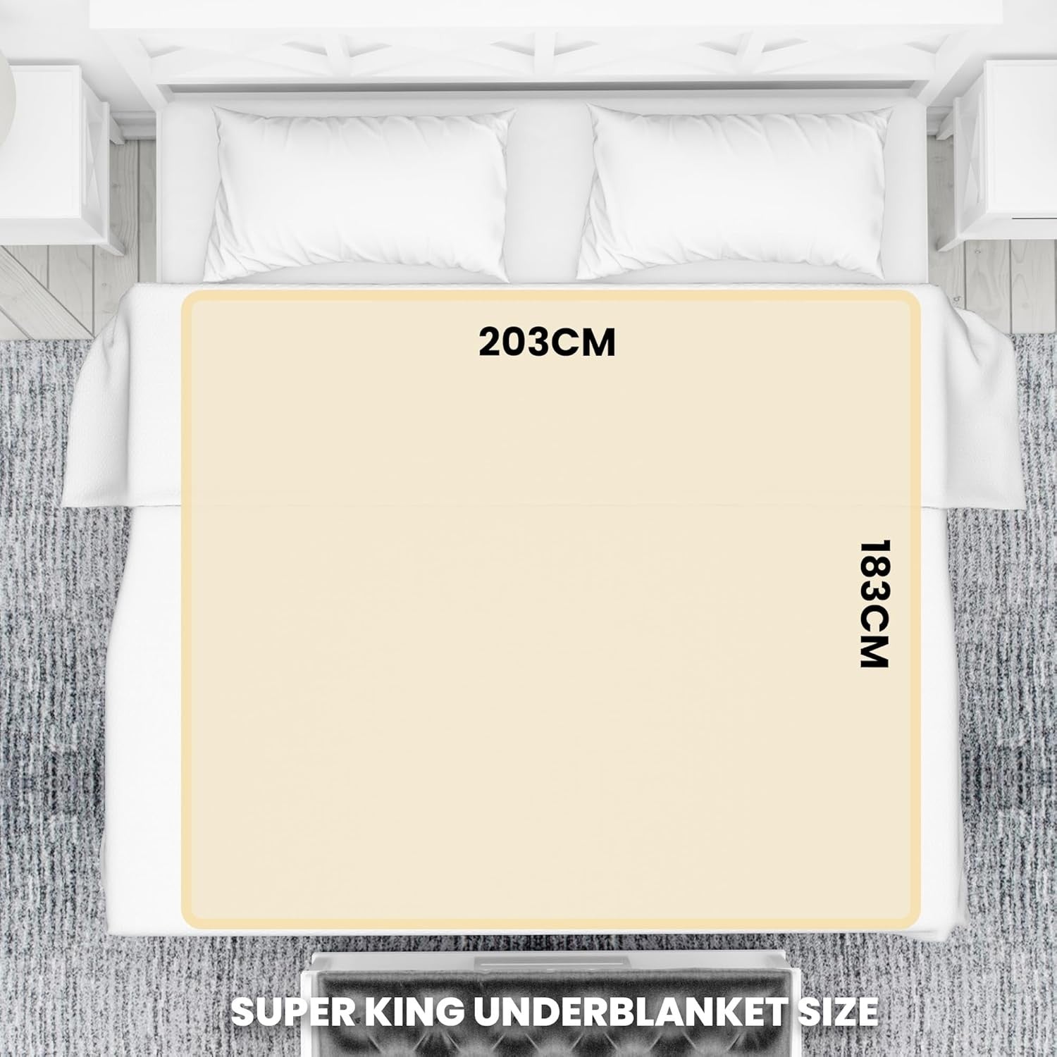 Electric Heated Blanket Super King Dual Control 3 Heat Settings Soft Polyester