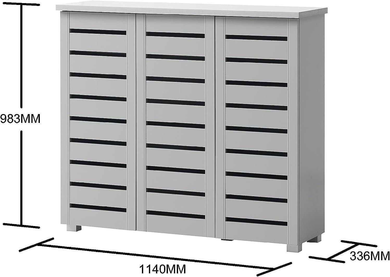 5 Tier Shoe Cabinet Storage Unit Grey Modern Cupboard for Hallway 114cm