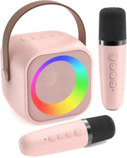 Kids Karaoke Machine with 2 Microphones RGB Bluetooth Speaker