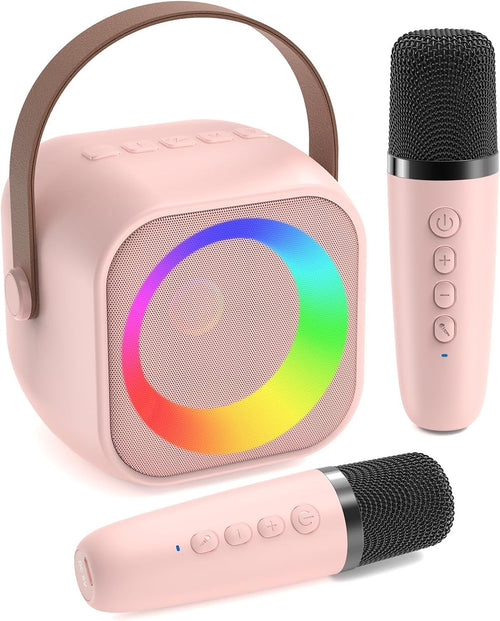 Kids Karaoke Machine with 2 Microphones RGB Bluetooth Speaker