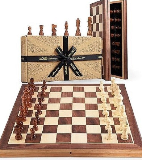 Luxury Wooden Folding Chess Set | Classic Portable Chess Board for Adults & Kids
