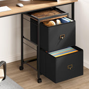 Black 2 Drawer Metal Filing Cabinet Rolling Under Desk Office Storage