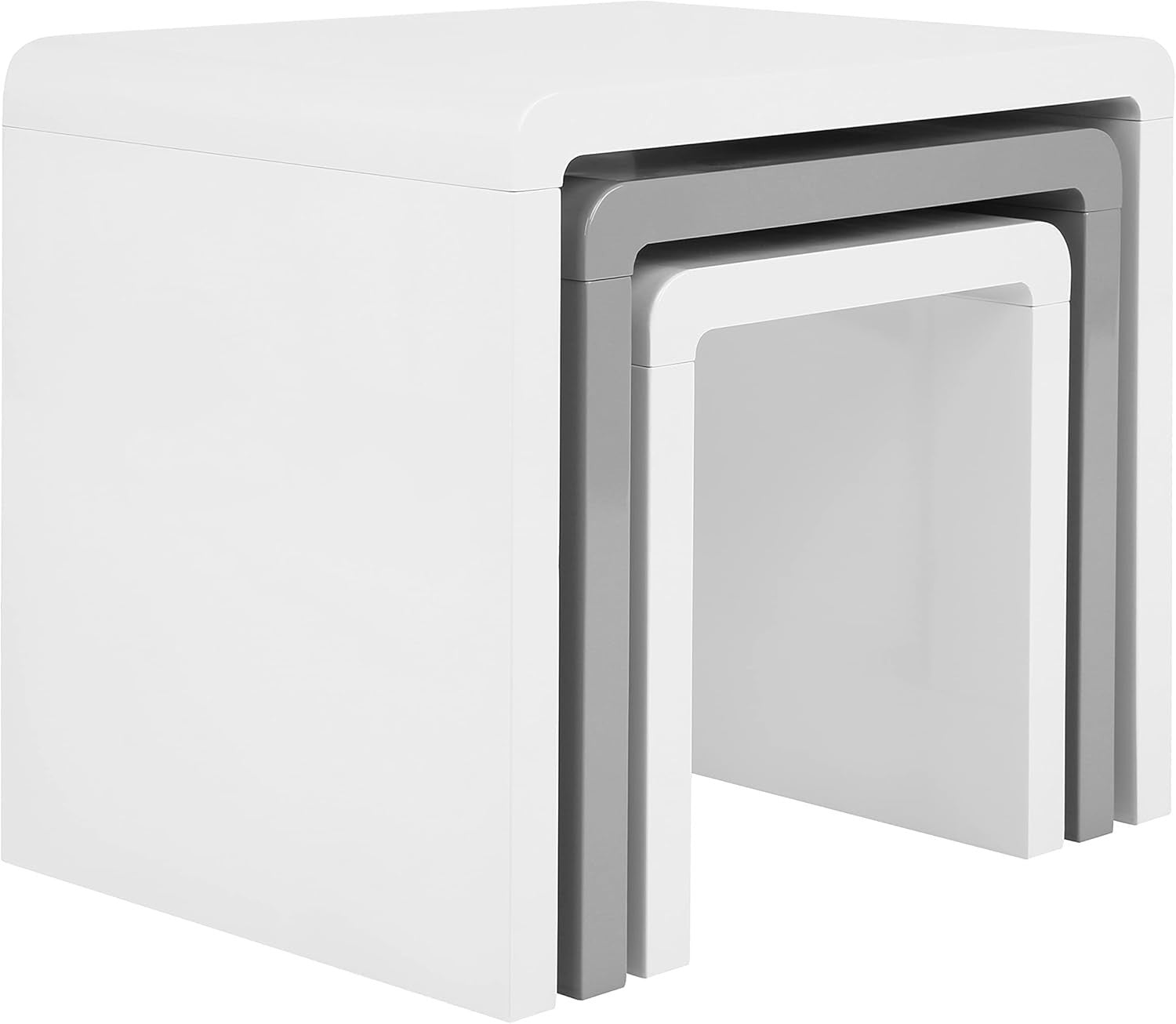 High Gloss Coffee Table Set of 3 Nesting Side End Tables White Grey New