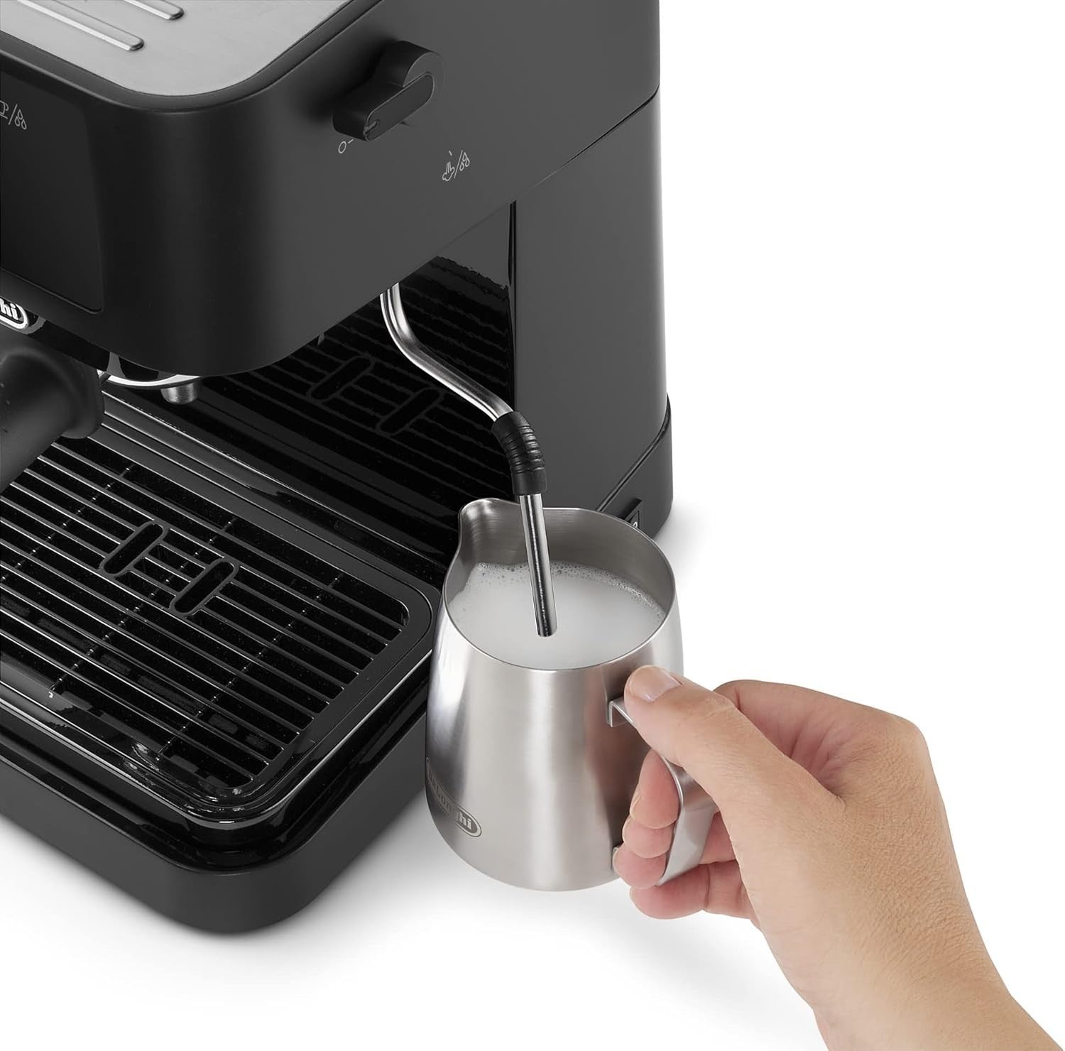 15-Bar Espresso Machine with Milk Frother Dual Thermostat Steam Wand 1100W Black