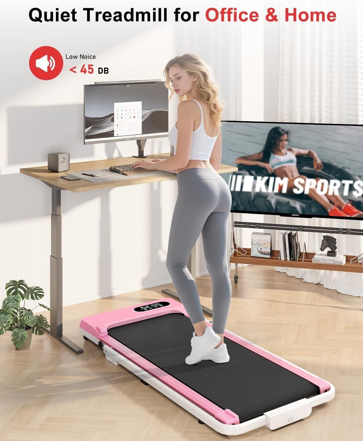 Folding Under Desk Treadmill 1-8KM/H Incline LED Display Quiet Home Gym