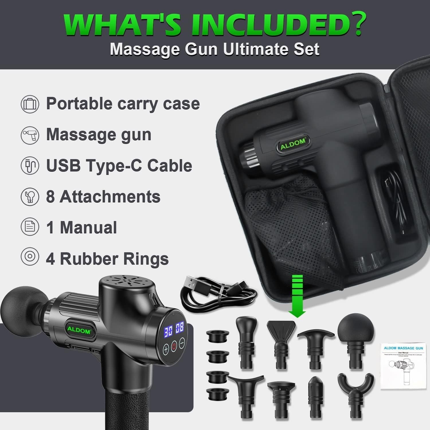 Deep Tissue Massage Gun 30 Speed Levels Quiet Percussion Muscle Recovery