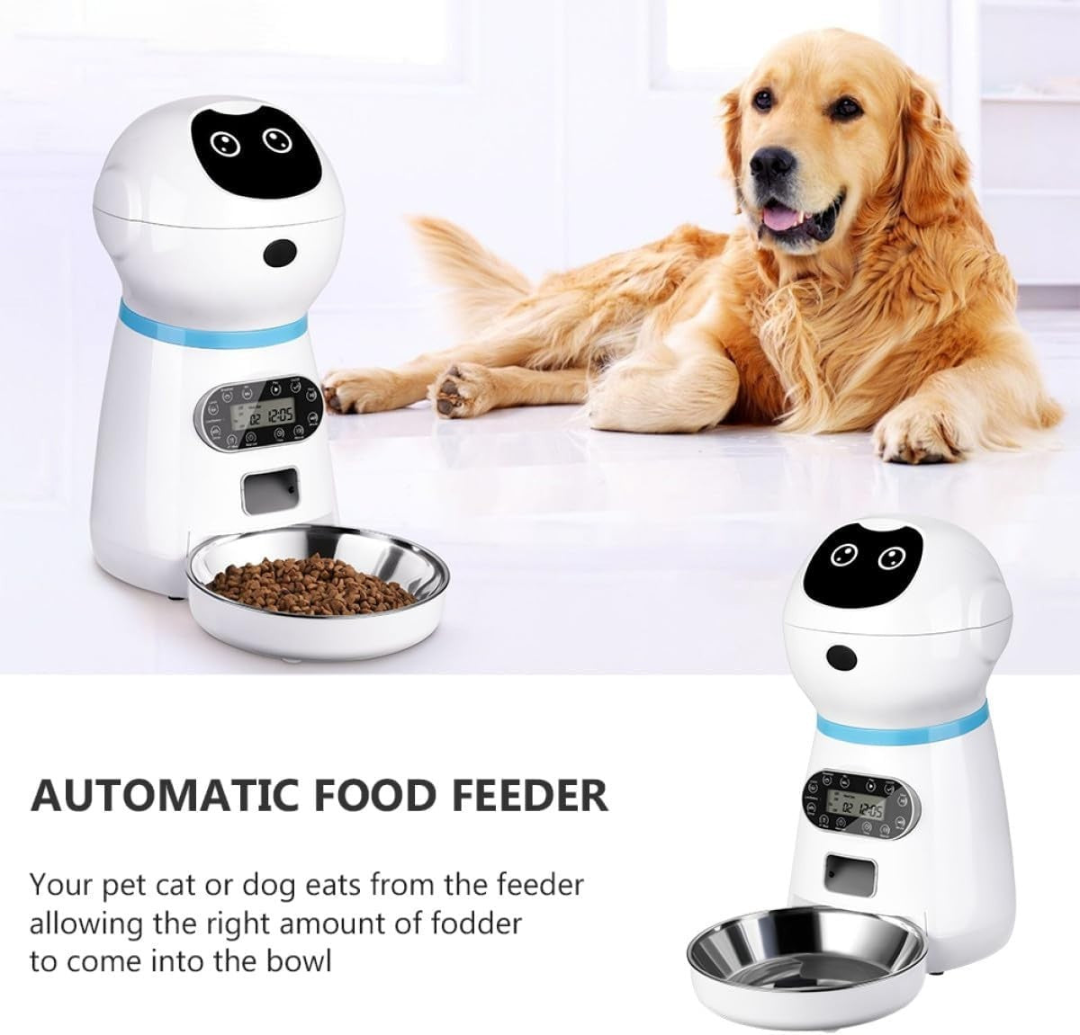 Automatic Cat Feeder 3.5L Digital Timer Food Dispenser Stainless Bowl