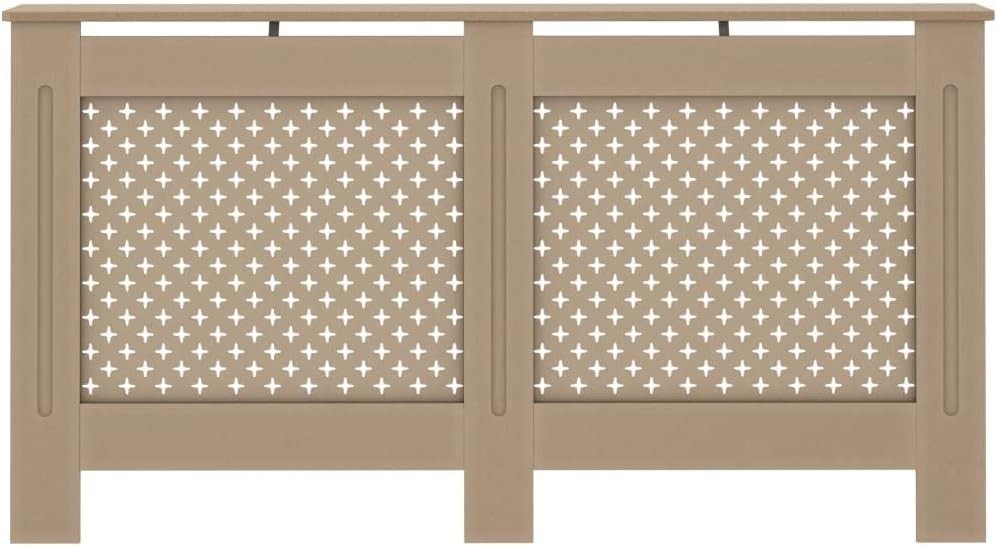 Modern Radiator Cover Cabinet 152x19x81cm MDF Wooden Heater Enclosure Brown