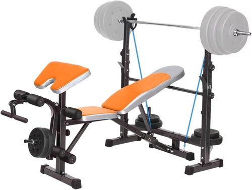 Adjustable Weight Bench with Squat Rack Leg Extension Full Home Gym