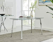 Rectangular Glass Dining Table 130cm Silver Chrome Modern Design