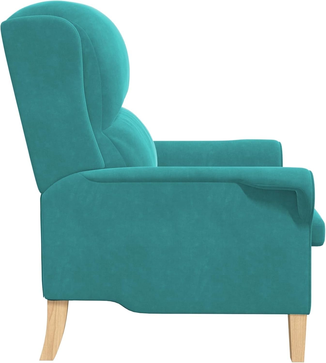 Turquoise Recliner Armchair Fabric Wingback Chair Wood Legs Lounge