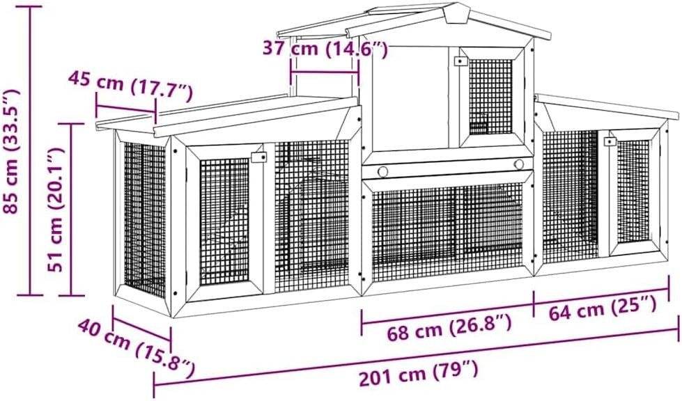Large Outdoor Rabbit Hutch Wooden Enclosure Weatherproof Small Animal House