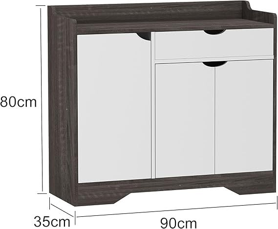 Modern Grey Shoe Storage Cabinet with Drawer & Shelf, Large Hallway Unit