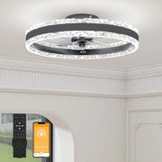50CM Smart LED Ceiling Fan, 6 Speeds, Dimmable 3000-6500K, Black