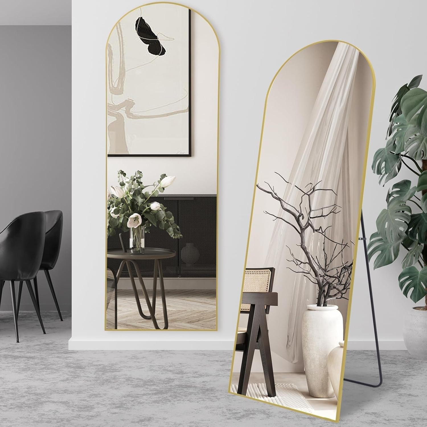 Gold Arch Full Length Mirror 147x44cm Wall Leaning Dressing Mirror