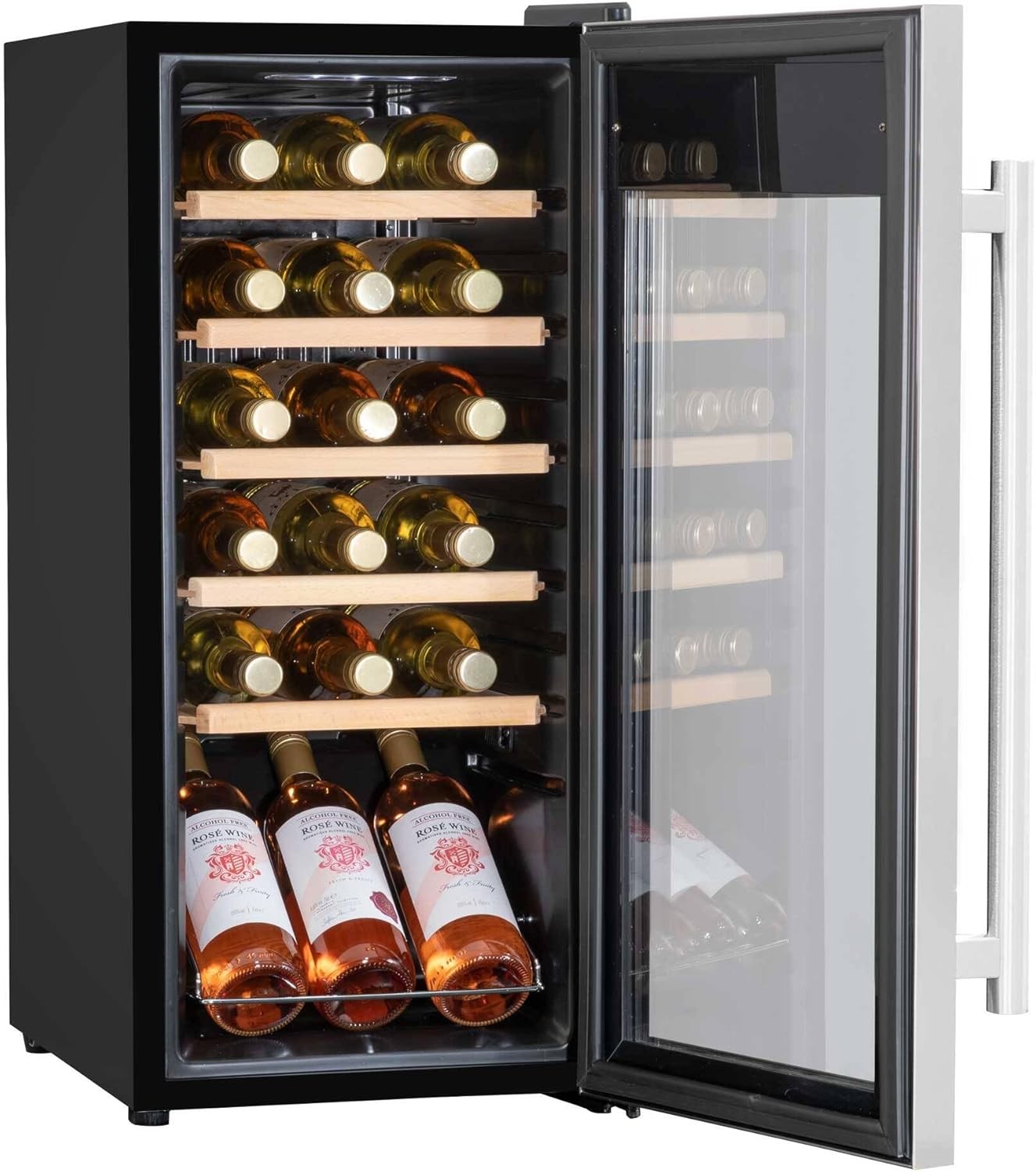18 Bottle Wine Cooler Fridge Touch Control LED Glass Door Stainless Steel