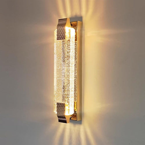 Gold Crystal LED Wall Light Modern Tri-Color Lamp for Hallway & Bedroom