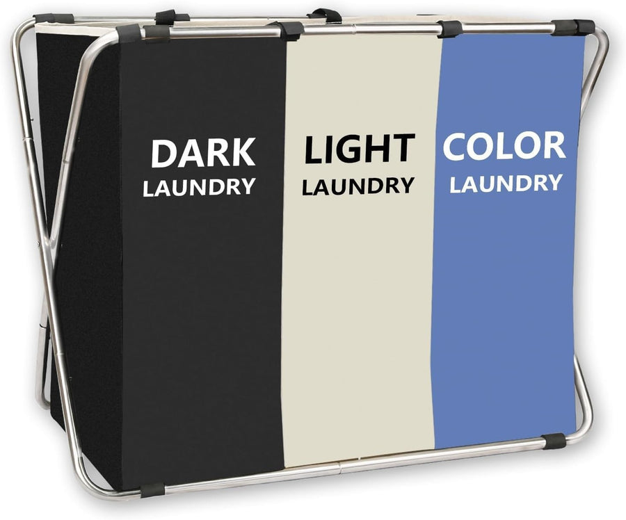 160L 3-Bag Laundry Sorter on Wheels Dark Light Colour Clothes Hamper Organiser