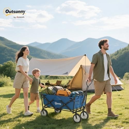 Folding Festival Trolley 90L Portable Camping Garden Cart on Wheels