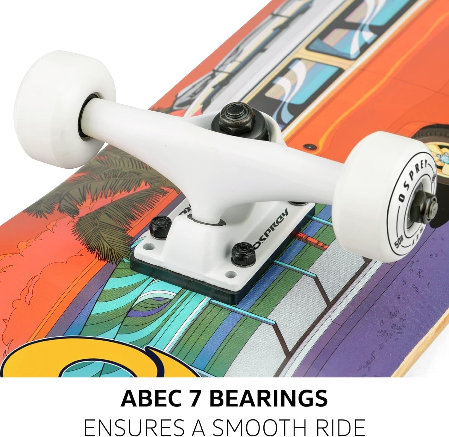 31" Double Kick Maple Skateboard Adult Beginner Pro Grip ABEC 7 PU Wheels