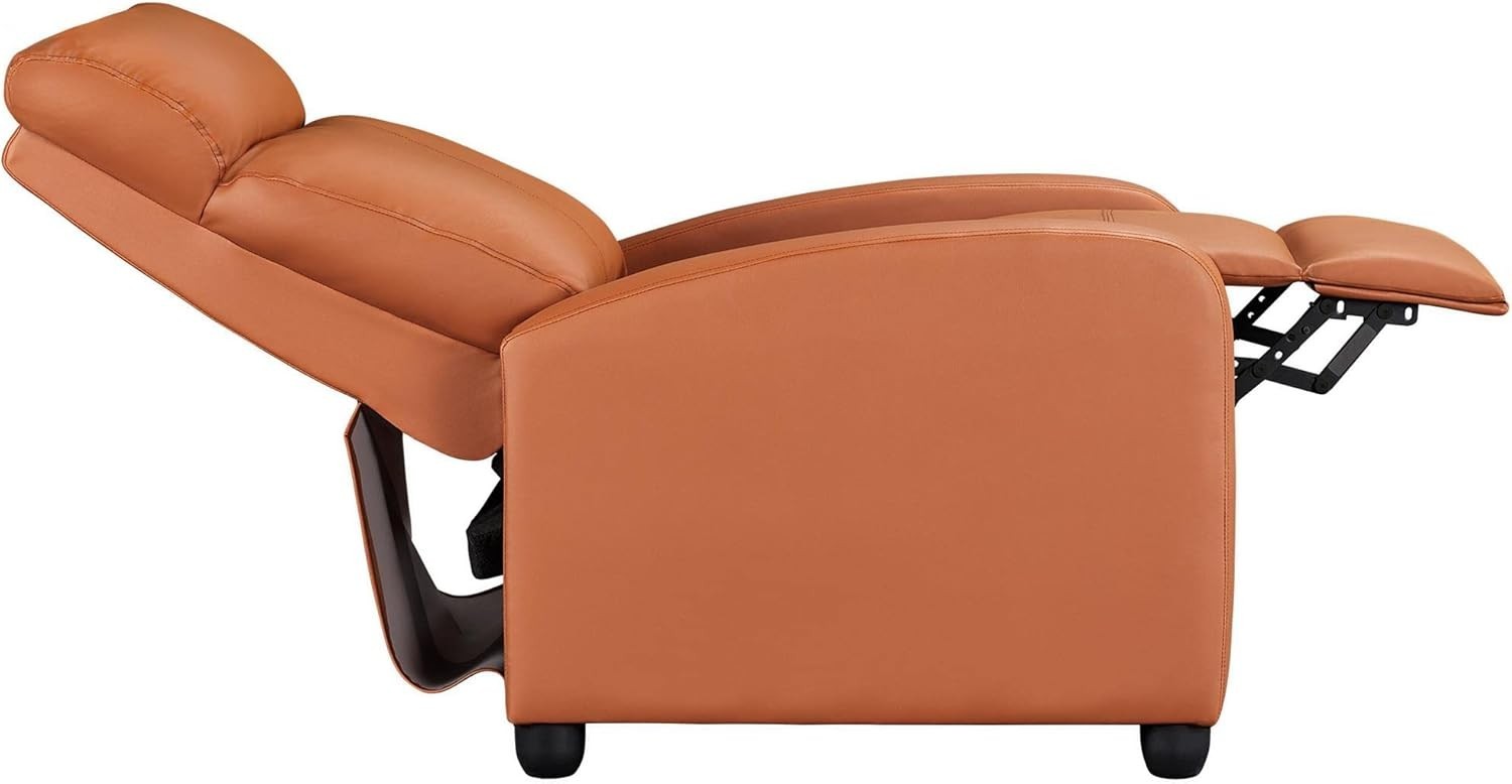 Tan PU Leather Recliner Armchair Adjustable Sofa Chair for Home Lounge