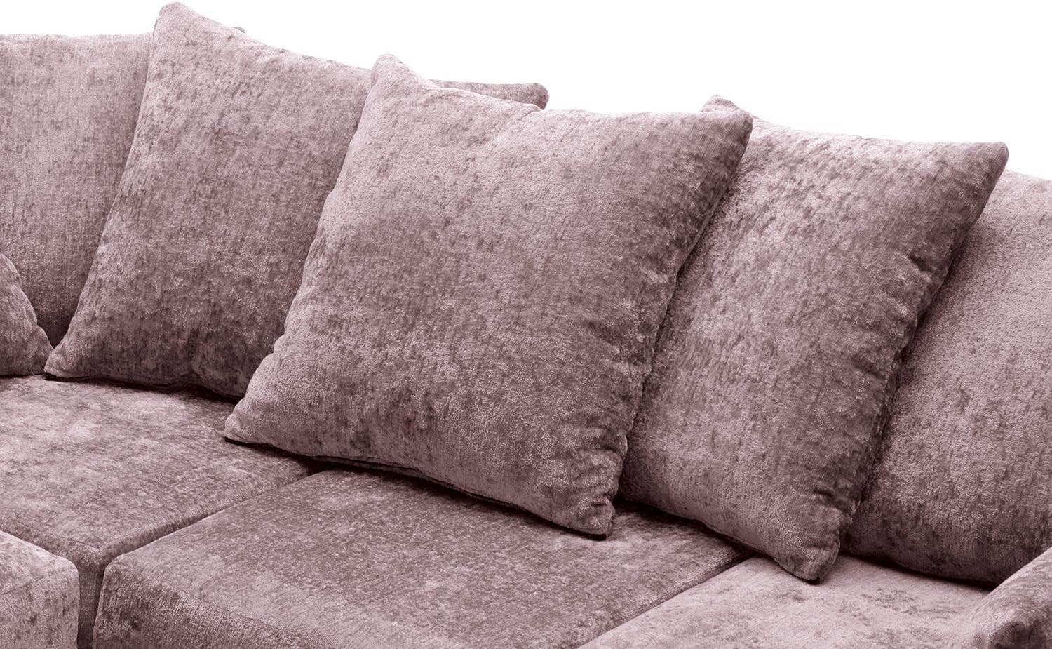 Modern Pink L-Shaped Corner Sofa 5-Seater Crushed Chenille Couch