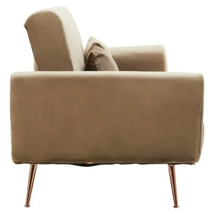 Mink Velvet Sofa Bed 3-Seater with Rose Gold Legs – Modern Recliner Lounge