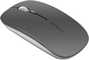 Slim Wireless Mouse Rechargeable Silent 2.4G 1600 DPI Grey