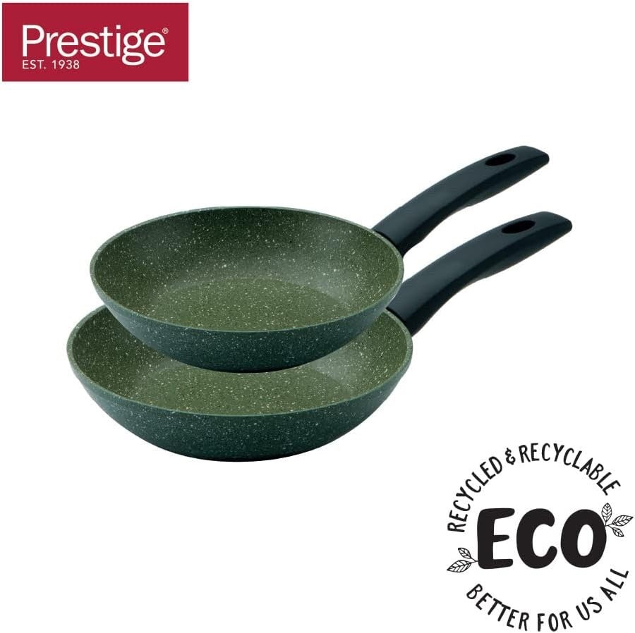 20cm & 24cm Green Eco Non Stick Frying Pan Induction Compatible Dishwasher Safe