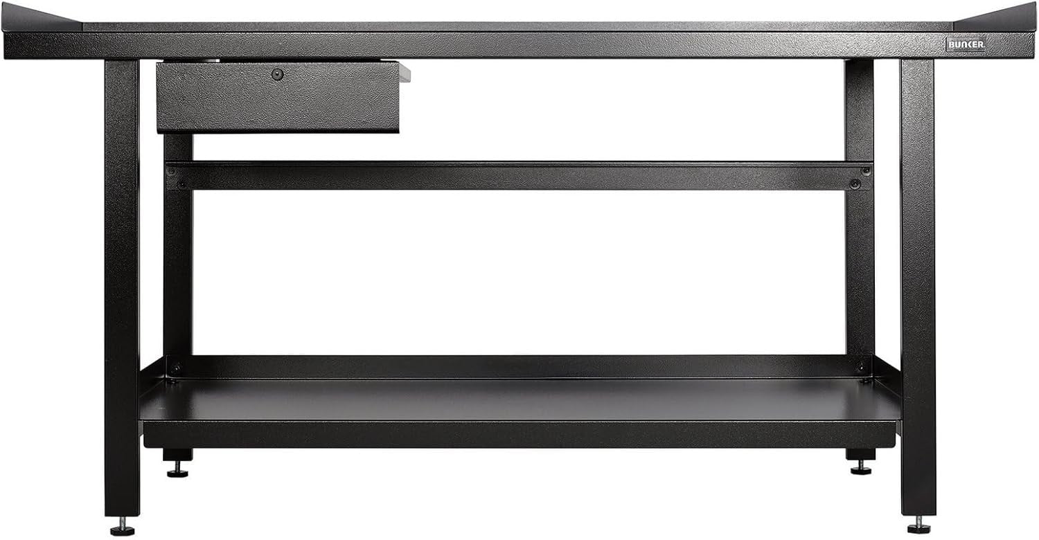 Heavy Duty 1.8m Steel Workbench with Lockable Drawer Adjustable Feet Bunker