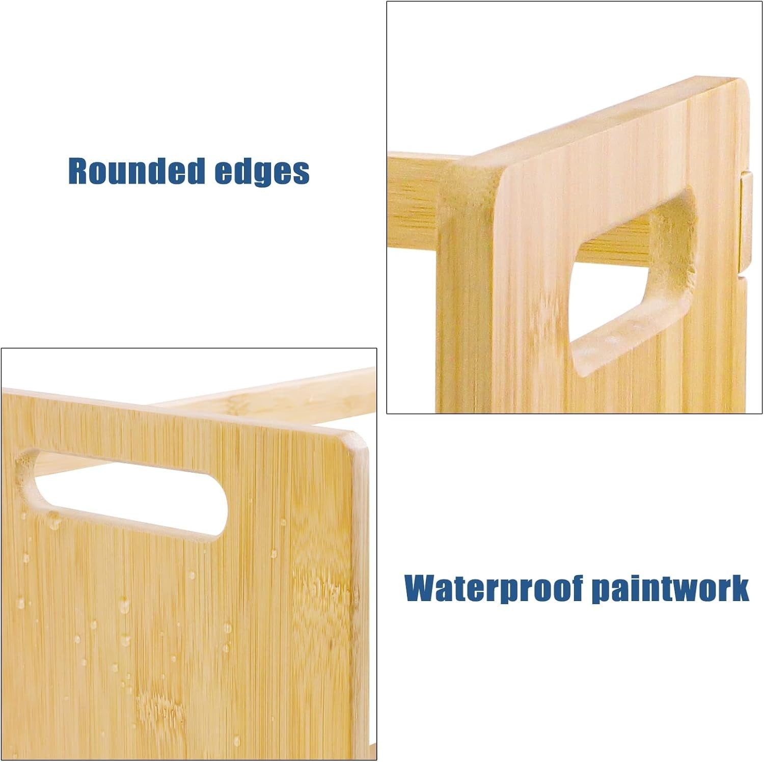 Portable Bamboo Desktop Bookshelf with Handles, Water-Resistant Small Bookcase