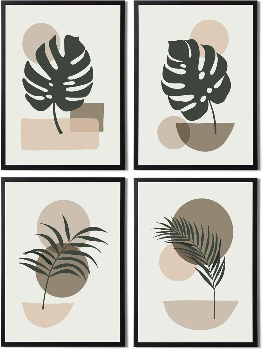Minimalist Abstract Wall Art Set of 4 A4 Black Framed