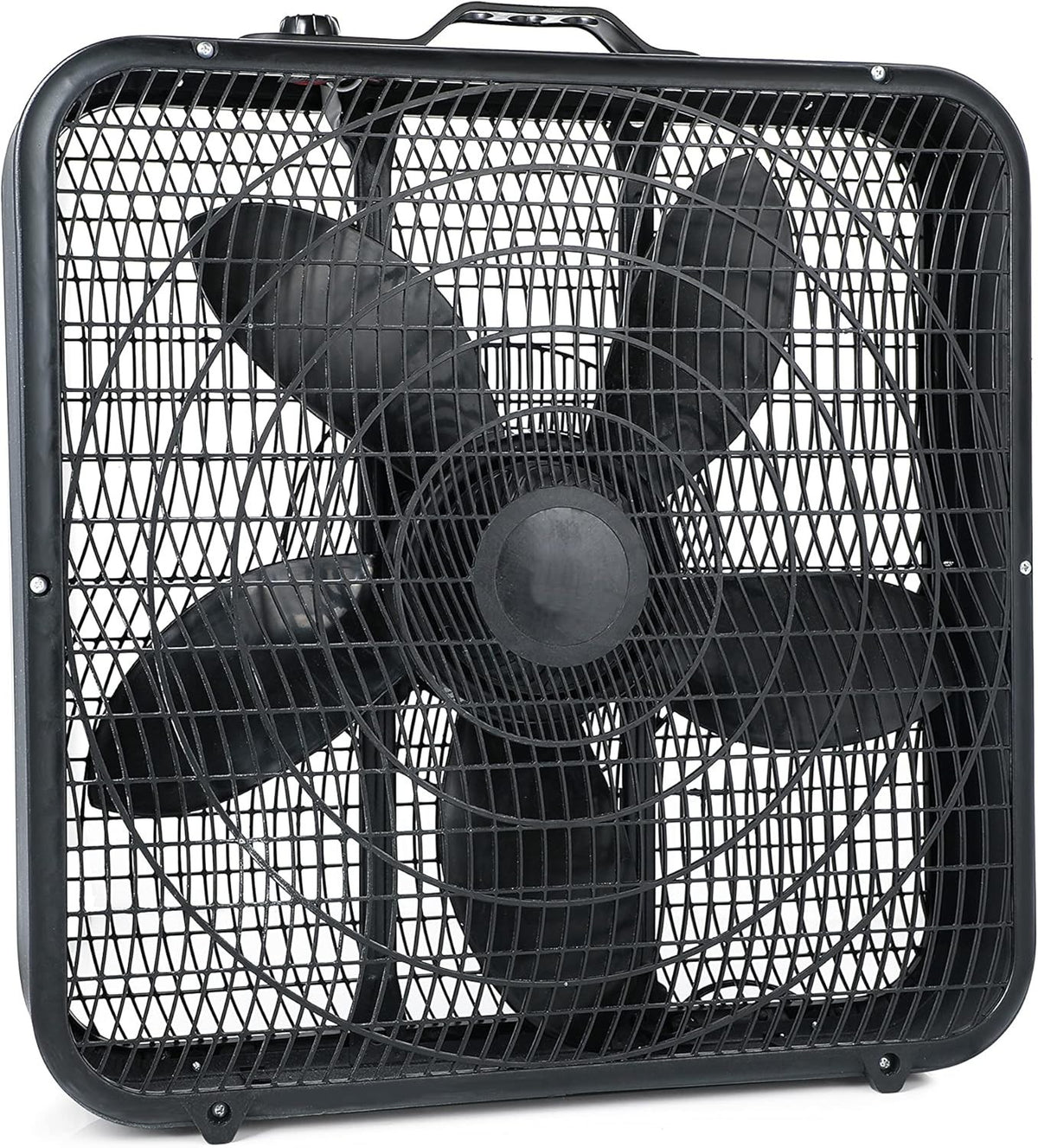 20-Inch Box Fan – 3-Speed Air Circulator w/ Safety Grills & Carry Handle Black
