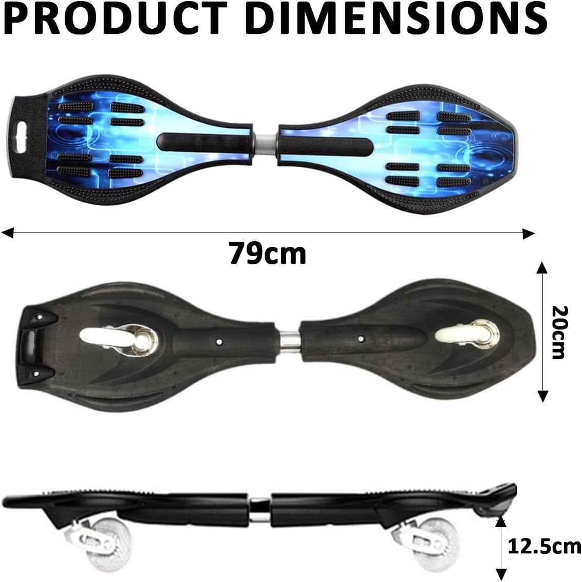 Youth Caster Board Waveboard LED Light Up Wheels Skateboard