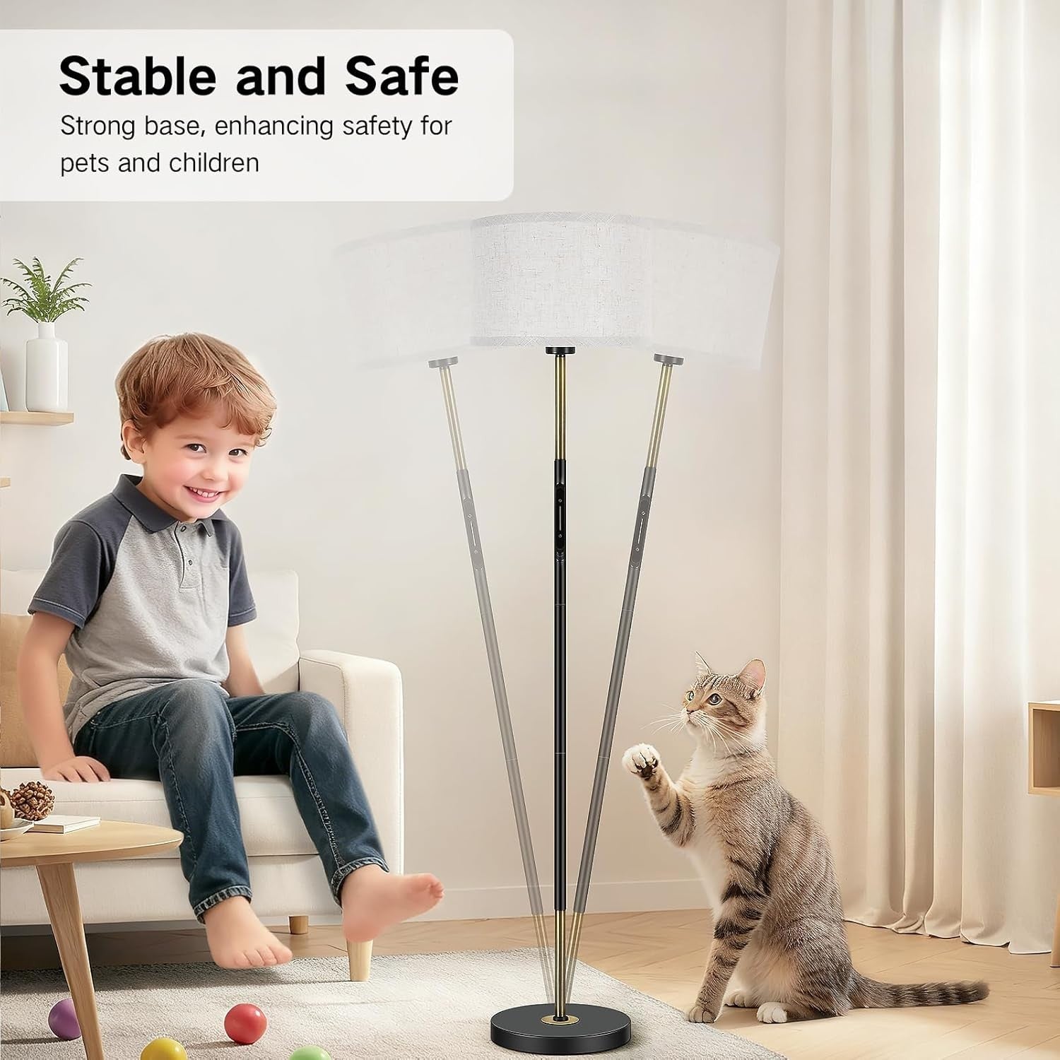 Smart Floor Lamp Touch App Remote Dimmable 3 Colour Modern Standing Light