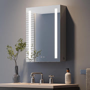 LED Illuminated Bathroom Mirror Cabinet with Shaver Socket & Demister