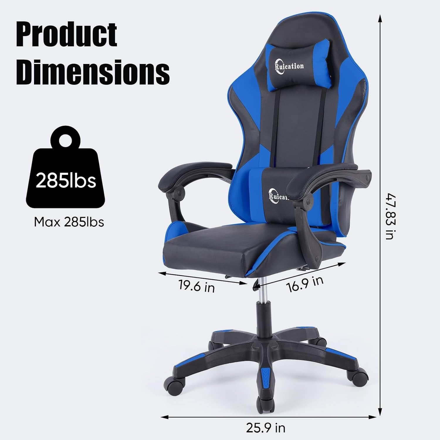Ergonomic Gaming Chair Reclining Office Desk Chair Lumbar Support Blue