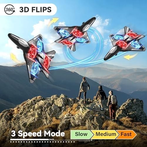 4DRC V31 RC Plane with Camera 360 Flip 3 Speed LED Light 2 Battery Foam Jet