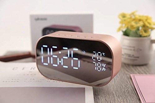 Rose Gold LED Alarm Clock Bluetooth Speaker Wireless Radio Mirror Display