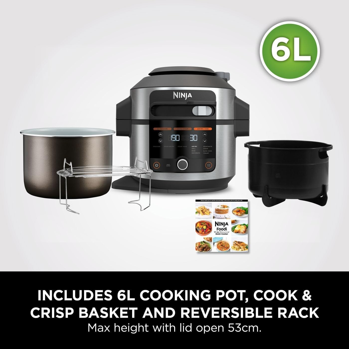 11-in-1 Pressure Cooker Air Fryer 6L Multi Cooker Grill Steam Bake XL