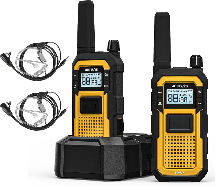 Waterproof Heavy Duty Walkie Talkies IP67 VOX Dual PTT 2 Pack