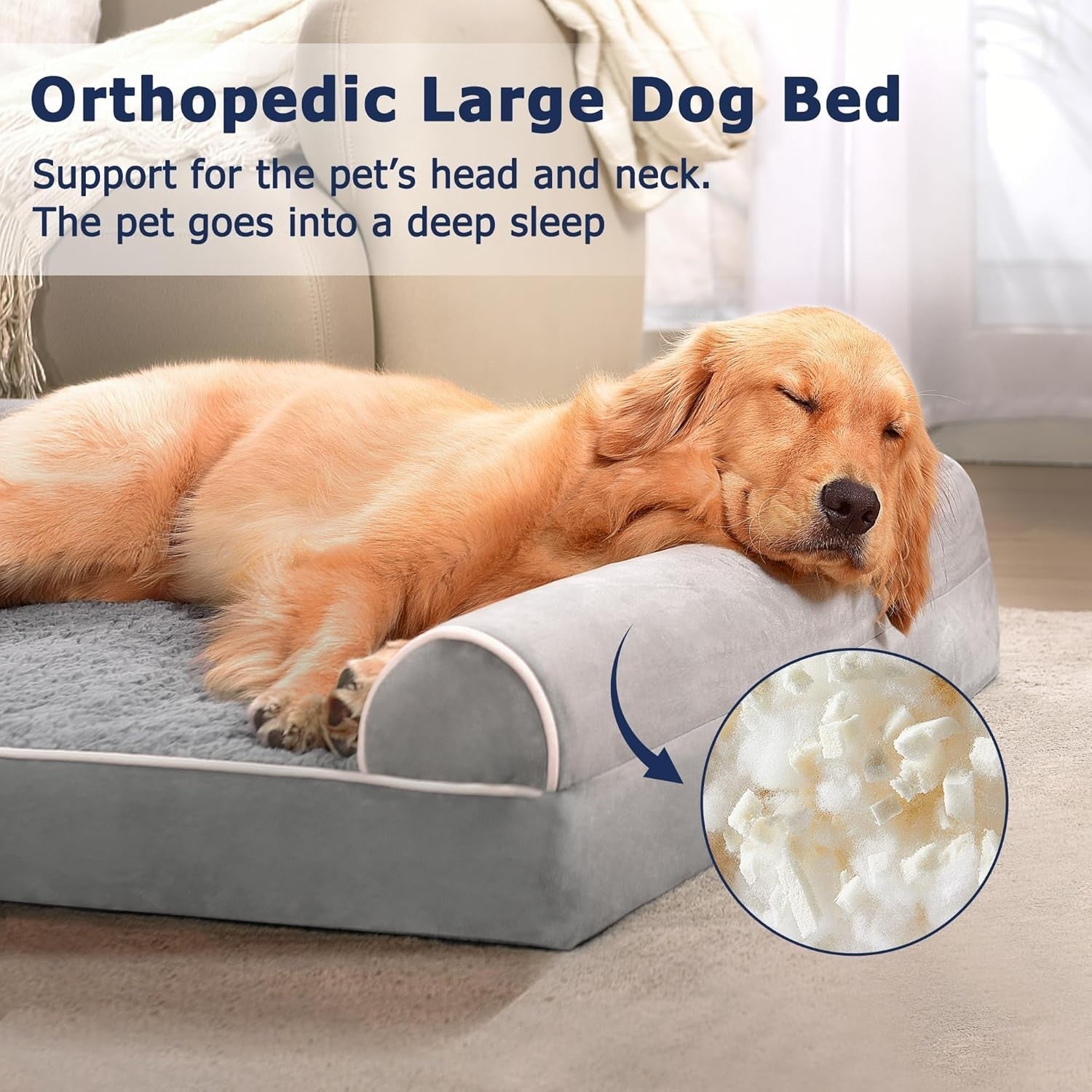 XL Orthopedic Dog Bed 106x76cm Waterproof Washable