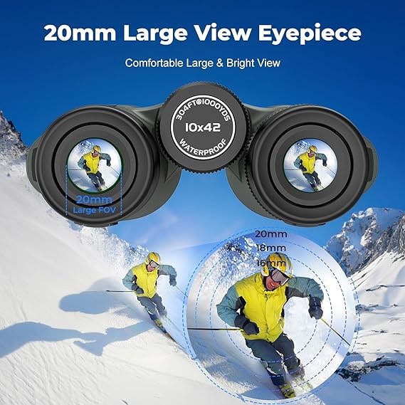 10x42 HD Waterproof Binoculars with Phone Adapter for Bird Watching Hiking
