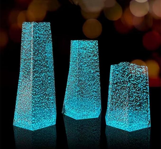 Luminous Triangle Glass Vase Modern LED Effect Table Wedding Home Decor