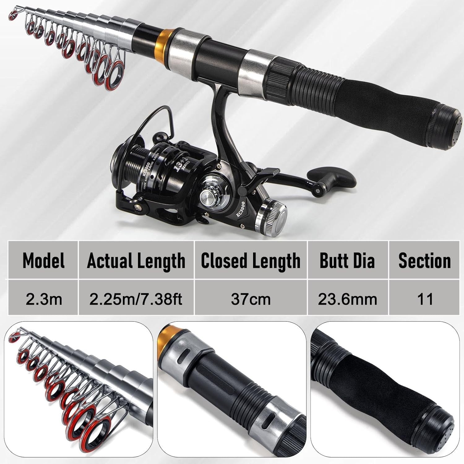 Telescopic Carp Fishing Rod Reel Combo Bait Feeder Travel Kit