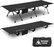 Adjustable Camping Cot Bed with Carry Bag, 330lbs Support, Portable & Foldable