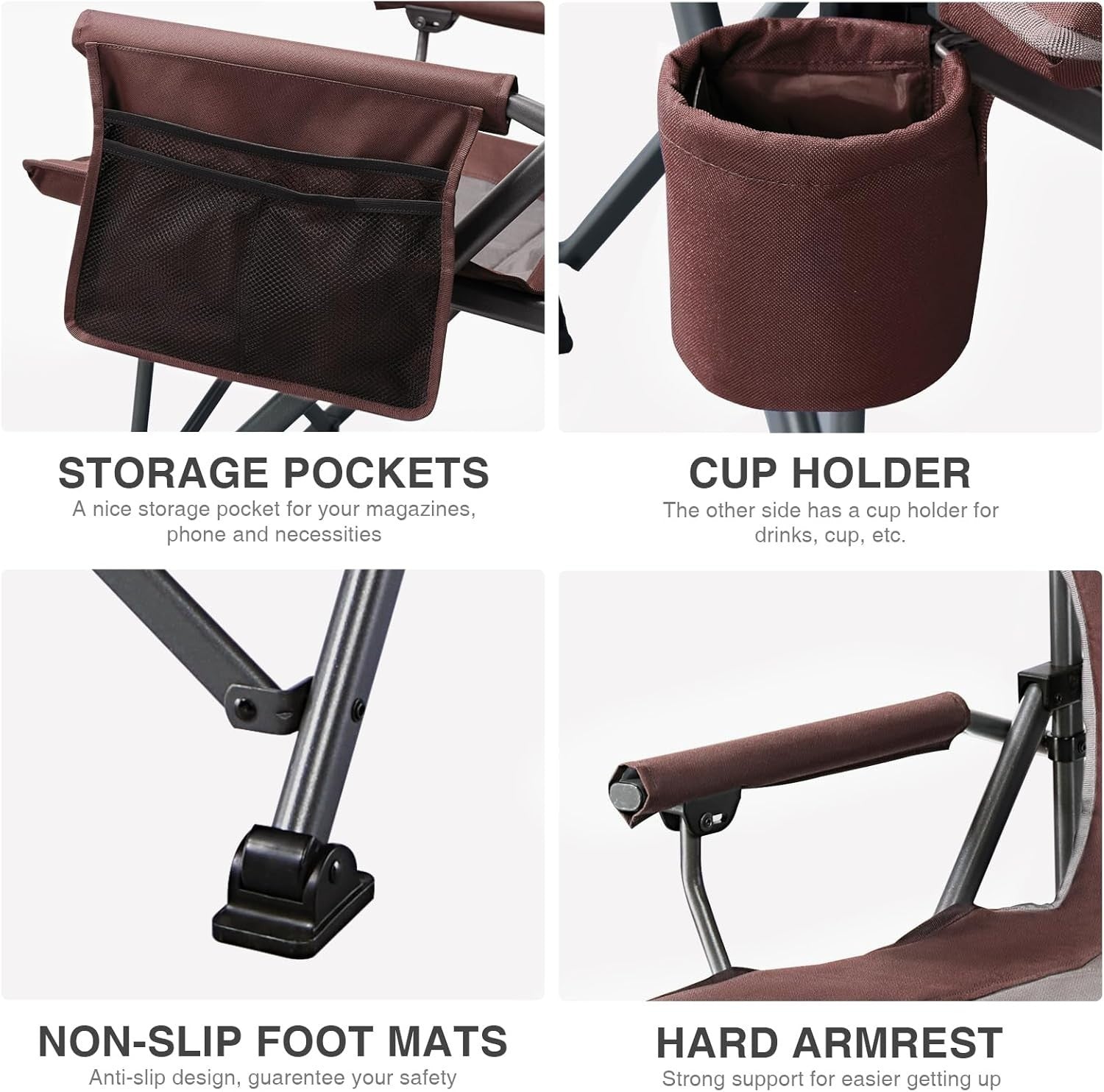 Heavy Duty Folding Camping Chair 230kg Capacity Outdoor Portable Seat Red