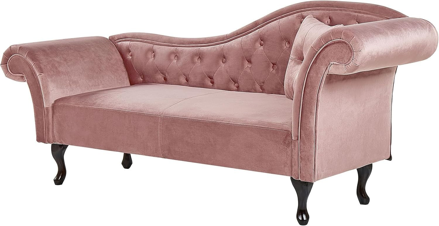 Dark Pink Velvet Right Hand Chaise Lounge Tufted Chesterfield Vintage Style