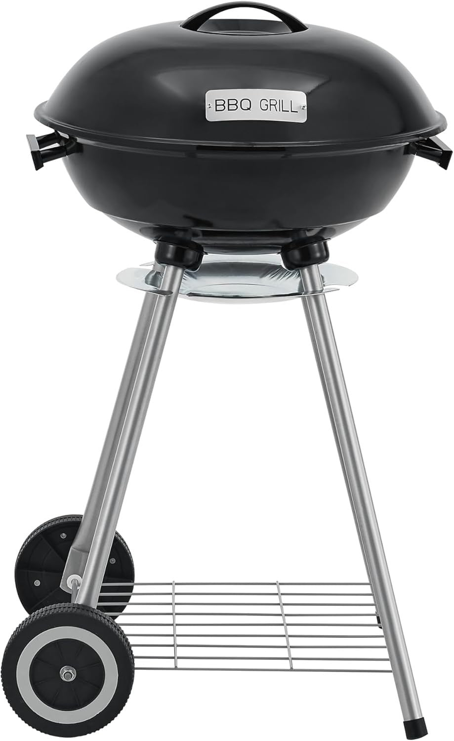 Outdoor Charcoal BBQ Kettle Grill 80x49x47cm with Lid Wheels Garden Patio