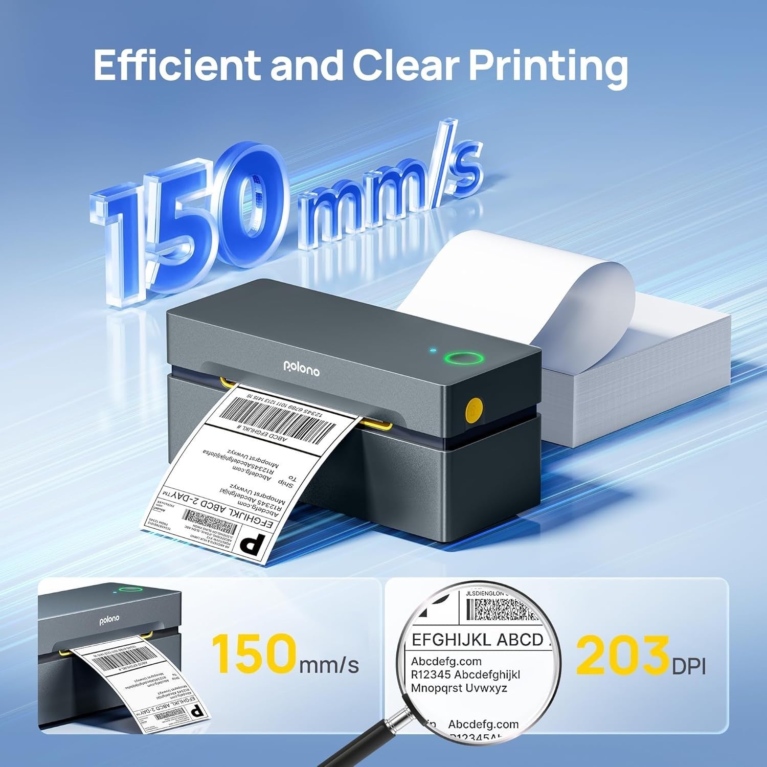 Black Bluetooth Thermal Shipping Label Printer 4x6 USB High-Speed Small Biz